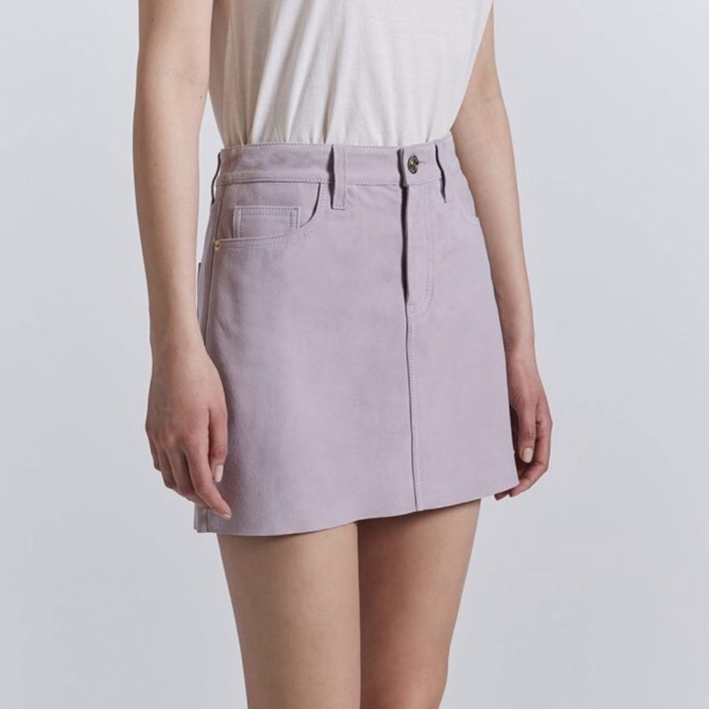 CURRENT/ELLIOT Orchid Petal Five-Pocket Suede Mini Skirt 28 $498 - Picture 4 of 5